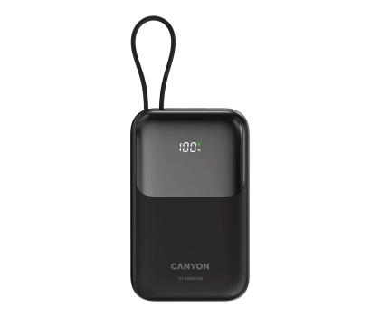 Powerbank CANYON Powerbank OnPower 101 z kablem 10000 mAh PD22.5W Czarny